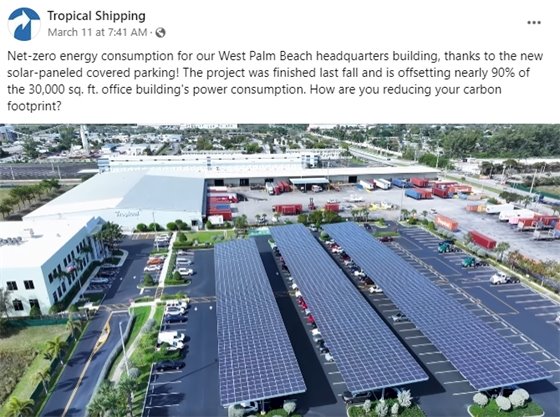 Tropical Shipping social media post