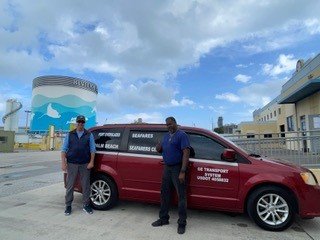 Seafarers' Center reps wear blue to recognize Human Trafficking Awareness Day