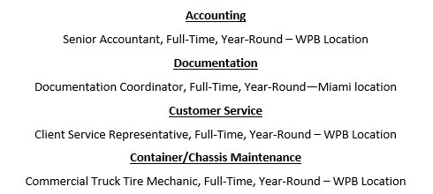 Tropical shipping jobs