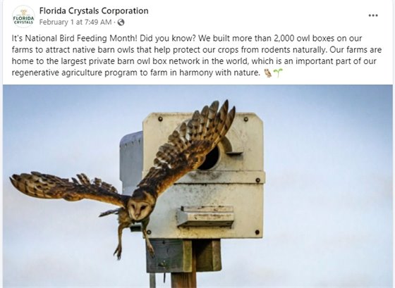 Florida Crystals social media post