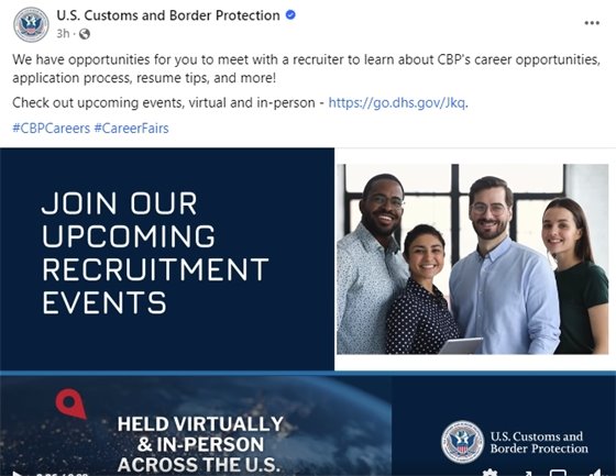 United States Customs and Border Protection social media post