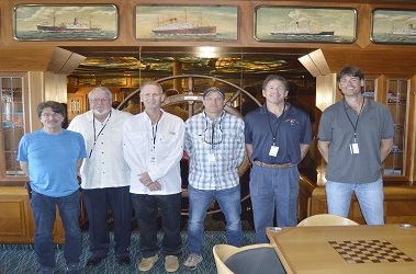 Bill Messer pictured with other Palm Beach Harbor Pilots at a retirement function. 