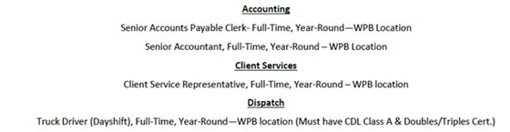 Tropical Shipping Jobs