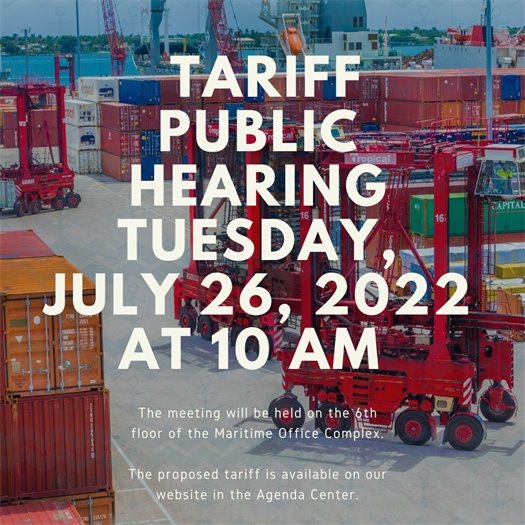 Tariff Public Hearing June 26, 2022 at 10 AM