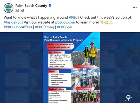 PBC Gov promotes internship program