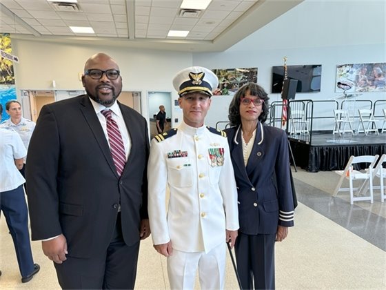 USCG Lt. Giacomo Terrizzi III and Port Commissioners Dr. Deandre Poole and Dr. Jean L. Enright
