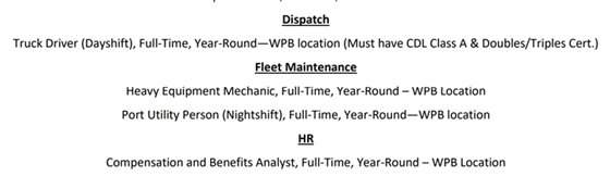 Tropical Shipping Jobs