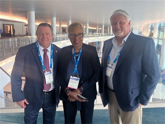 Port ED, Tropical Shipping Director of Government and Community Affairs Jennifer Nugent-Hill and GM of Marine Operations Michael Wardwell at Seatrade Cruise Global in Miami