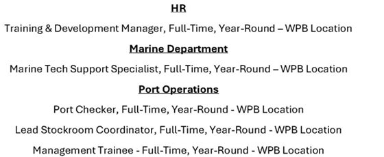 Tropical Shipping job positions