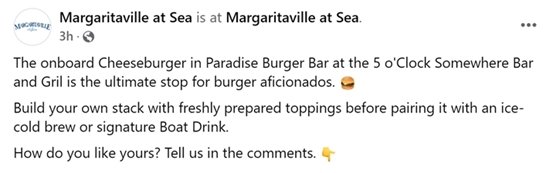 Margaritaville at Sea social media post