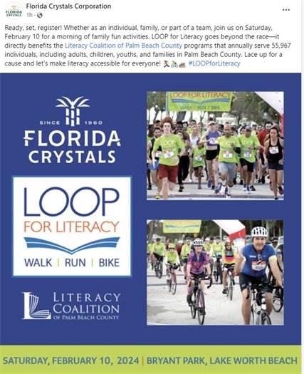 Florida Crystals social media post