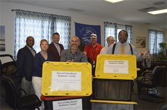 Group donating goods to Seafarers' Center