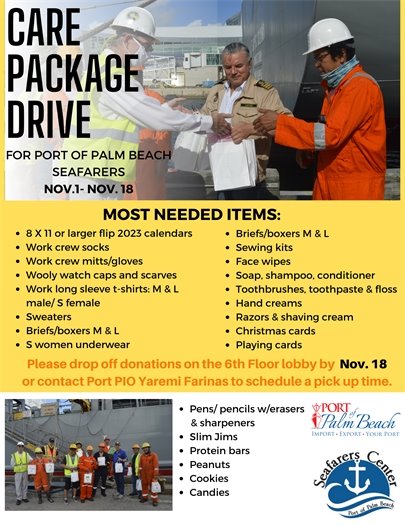 Care Package Drive for Port of Palm Beach Seafarers