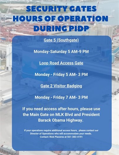 Updated hours of operation for gate 5 and lopp access road gate