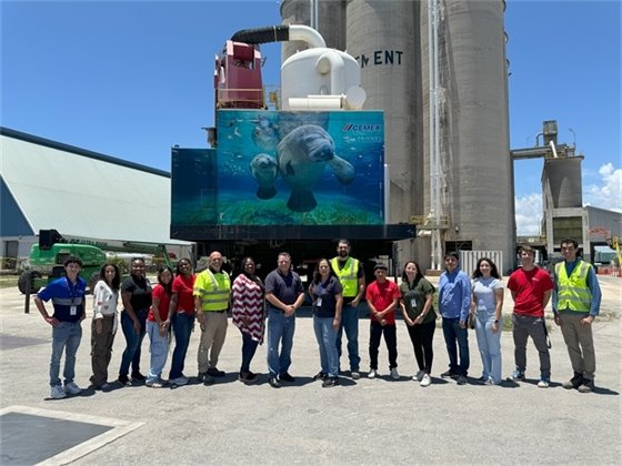CEMEX team, Port staff and interns outside CEMEX terminal