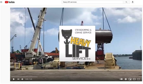 Screenshot of Heavy Lift Services YouTube video