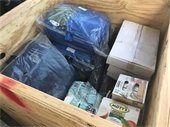 Crate filled with donated goods 