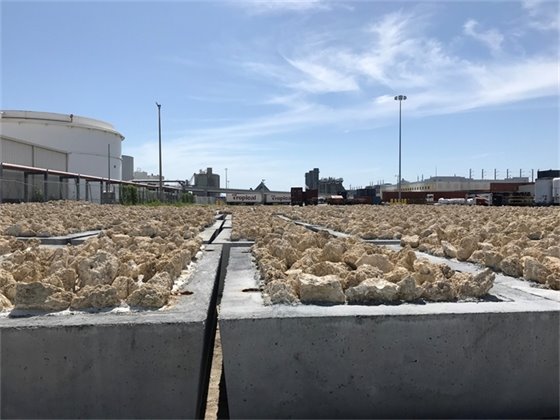Mitigation reef modules stored at Port