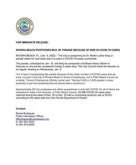 City of Riviera Beach letter