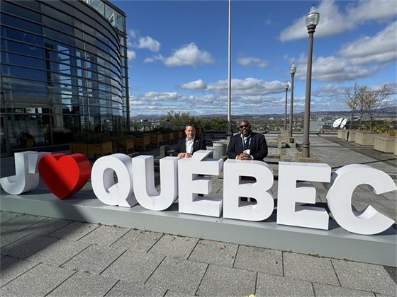 ED Meekins and Port Commisisoner Poole outside Convention Center