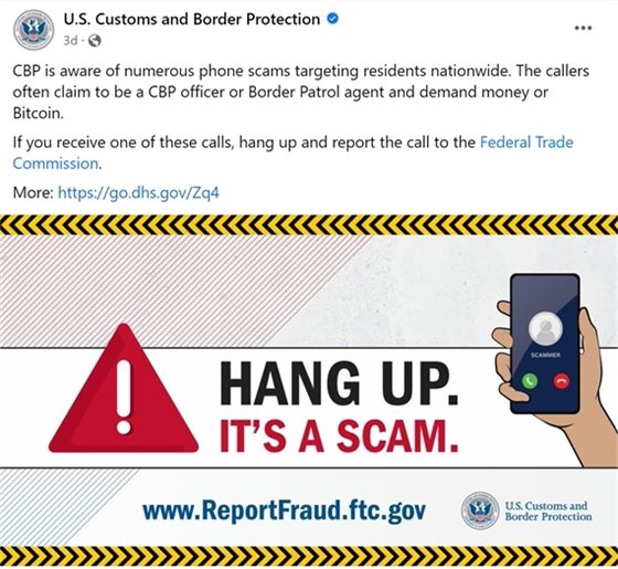 United States Customs and Border Protection social media post