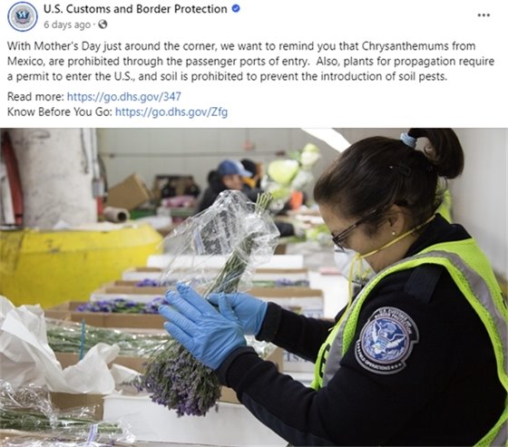 United States Customs and Border Protection social media post