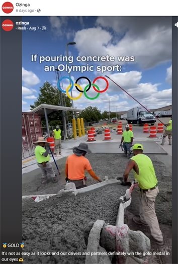 Ozinga social media post