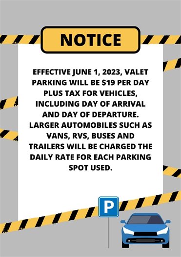 Cruise Passenger Parking Notice $19 a day plus tax