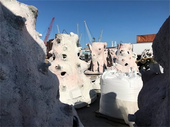 Artificial reefs staged on dock