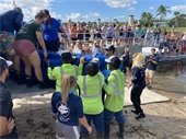 POPB Cemex team assisting with manatee release