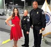 Public Information Officer Yaremi Farinas CBP Chief of Staff Deirdre Leigh and CBP Port Director David Scroggins