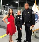 Public Information Officer Yaremi Farinas, Supervisory CBP Officer/ Chief of Staff Deirdre Leigh and CBP Director David Scroggins