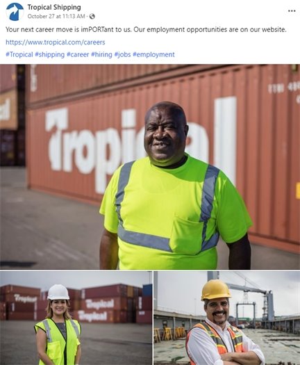 Tropical Shipping social media post