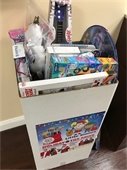 Toy drive collection bin in lobby 