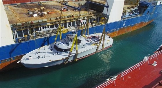 P-520 being unloaded from cargo ship. 