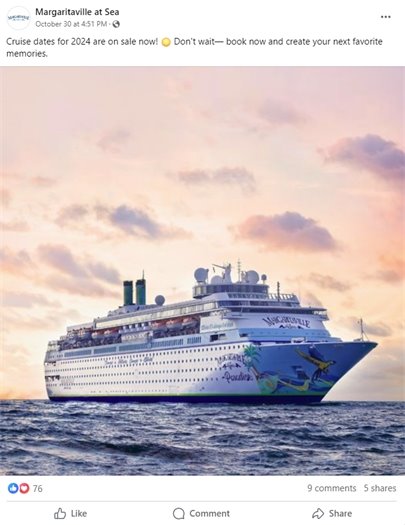 Margaritaville at Sea social media post