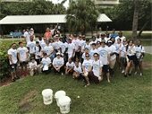 Port staff and tenants before cleaning up Ocean Reef Park 