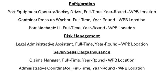 Tropical Shipping job positions
