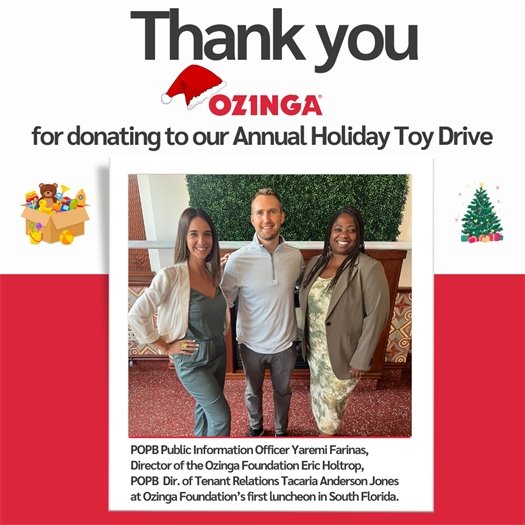 Port PIO Yaremi Farinas, Ozinga Foundation Dir. Eric Holtrop and Dir. of Tenant Relations Tacaria Anderson Jones