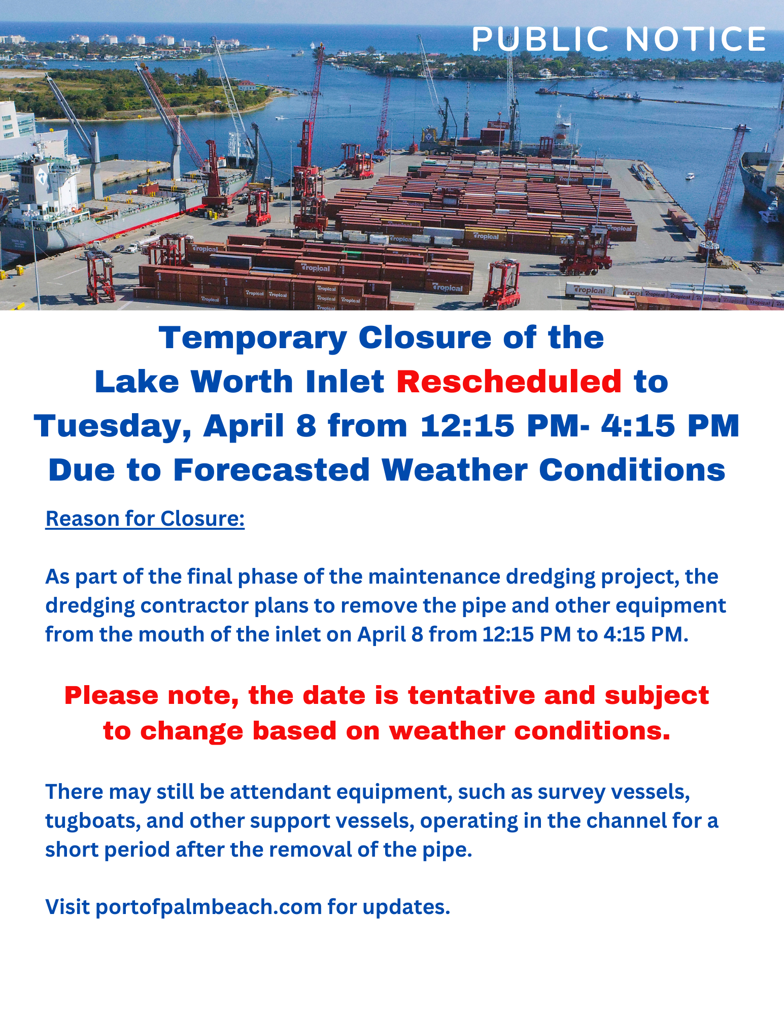 Temporary Inlet Closure April 9 2025