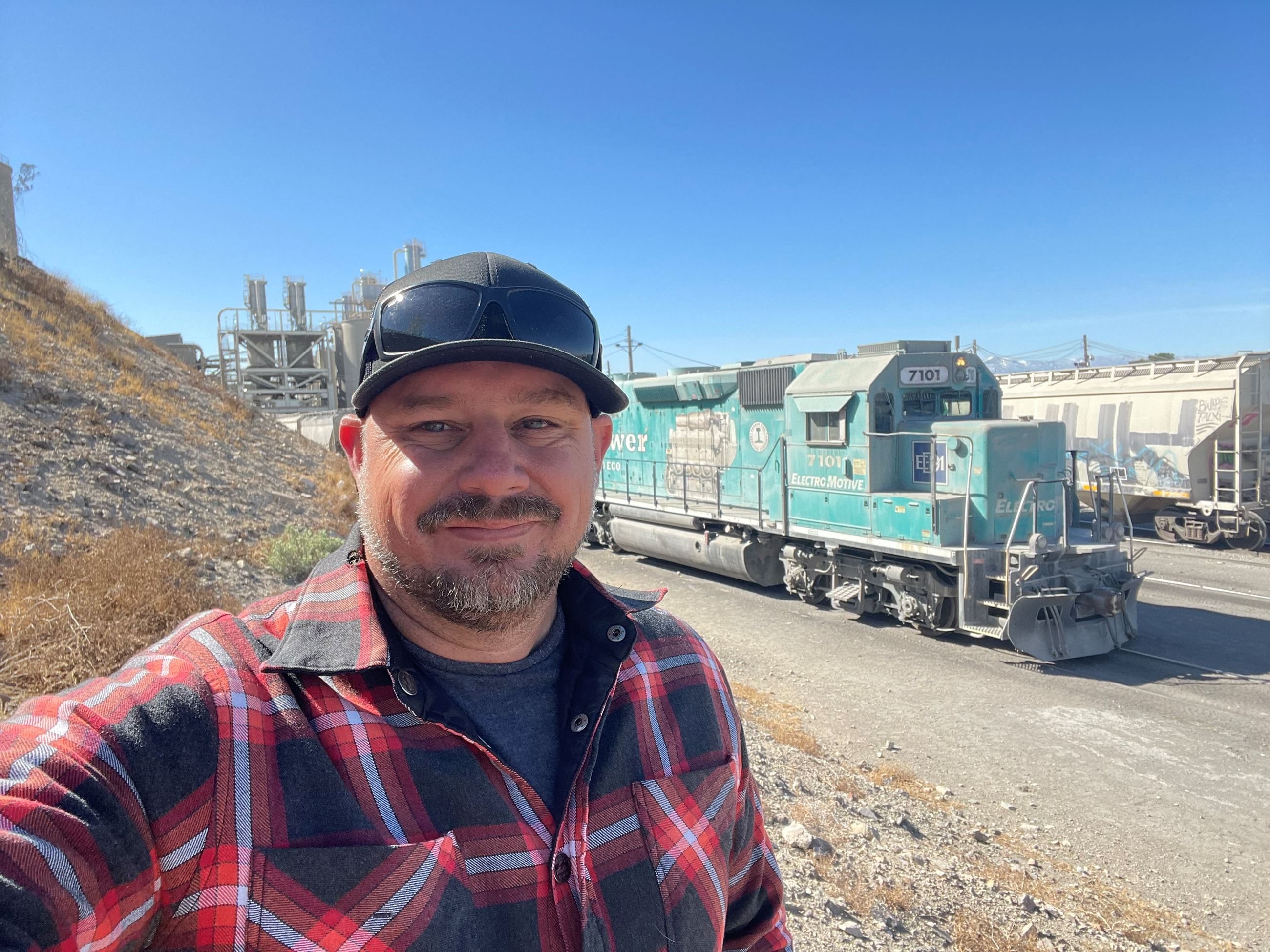 Asst. Director of Operations Keith Leggett with new locomotive